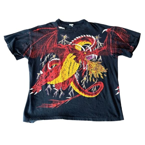 Vintage Dragon and Knight All Over Print Shirt